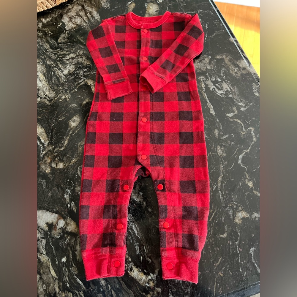 Hatley Red and Black Checkered Kids Footie